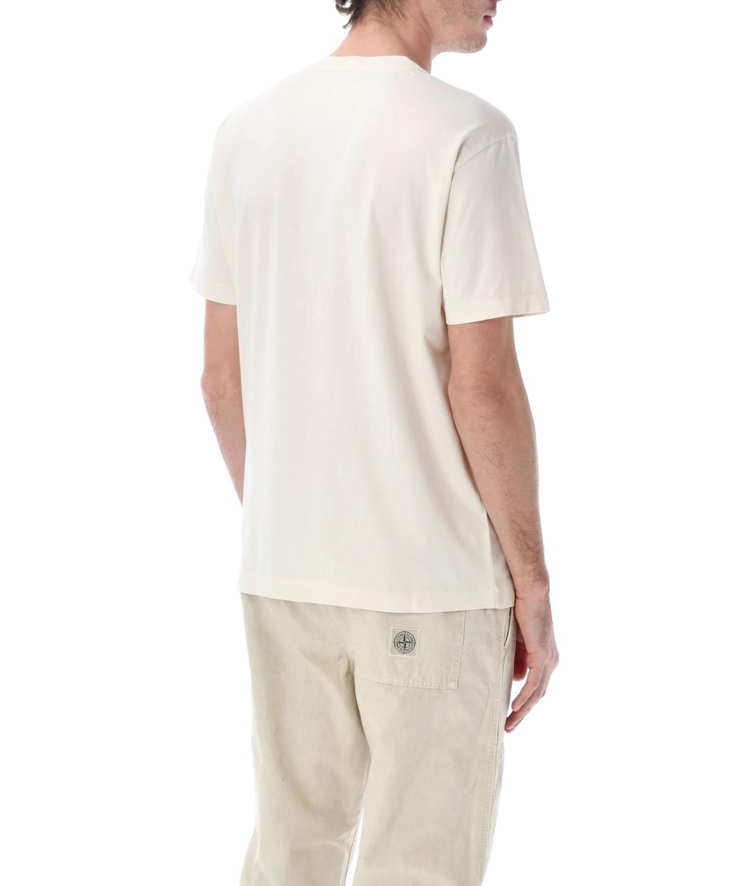 STONE ISLAND Белая хлопковая футболка, фото 3