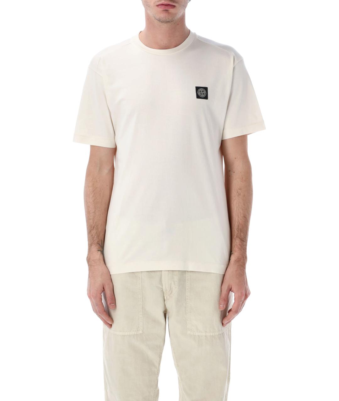 STONE ISLAND Белая хлопковая футболка, фото 2