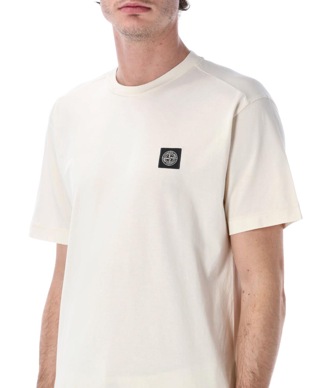STONE ISLAND Белая хлопковая футболка, фото 4