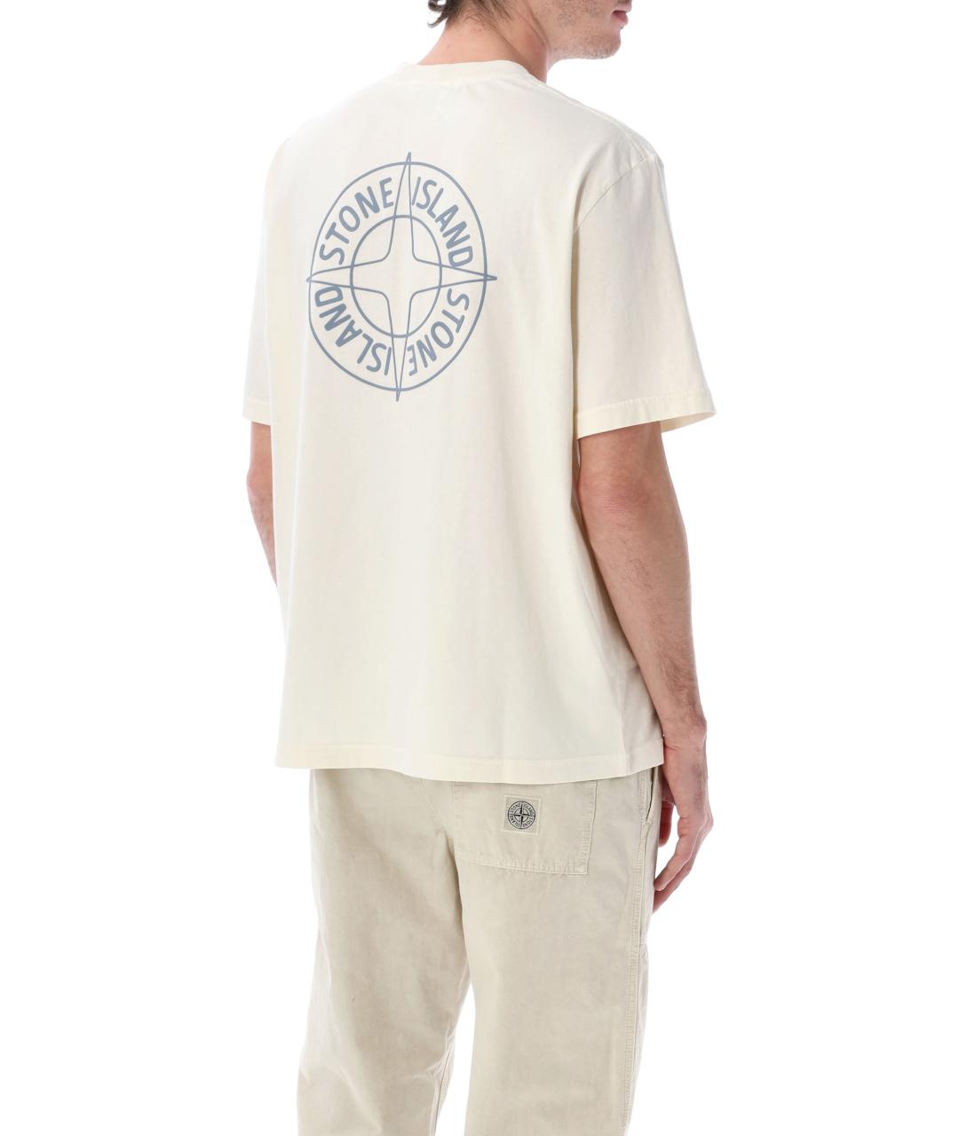 STONE ISLAND Белая хлопковая футболка, фото 3