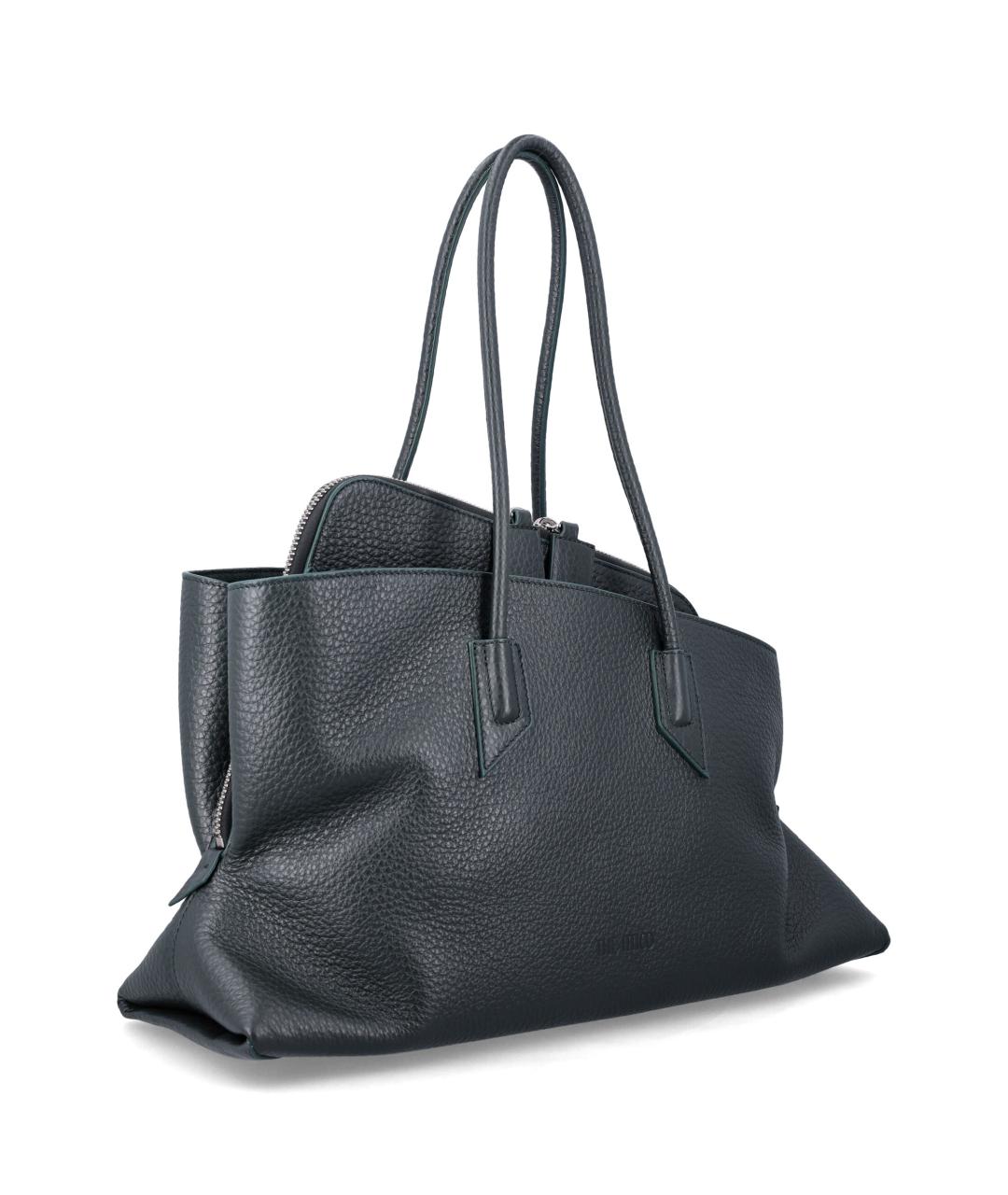 THE ATTICO Зеленая кожаная сумка тоут, фото 2