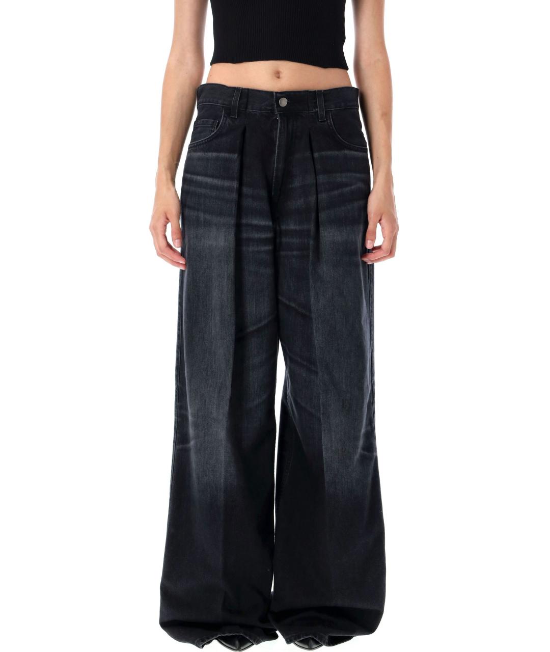 HAIKURE Черные хлопковые прямые джинсы, фото 2