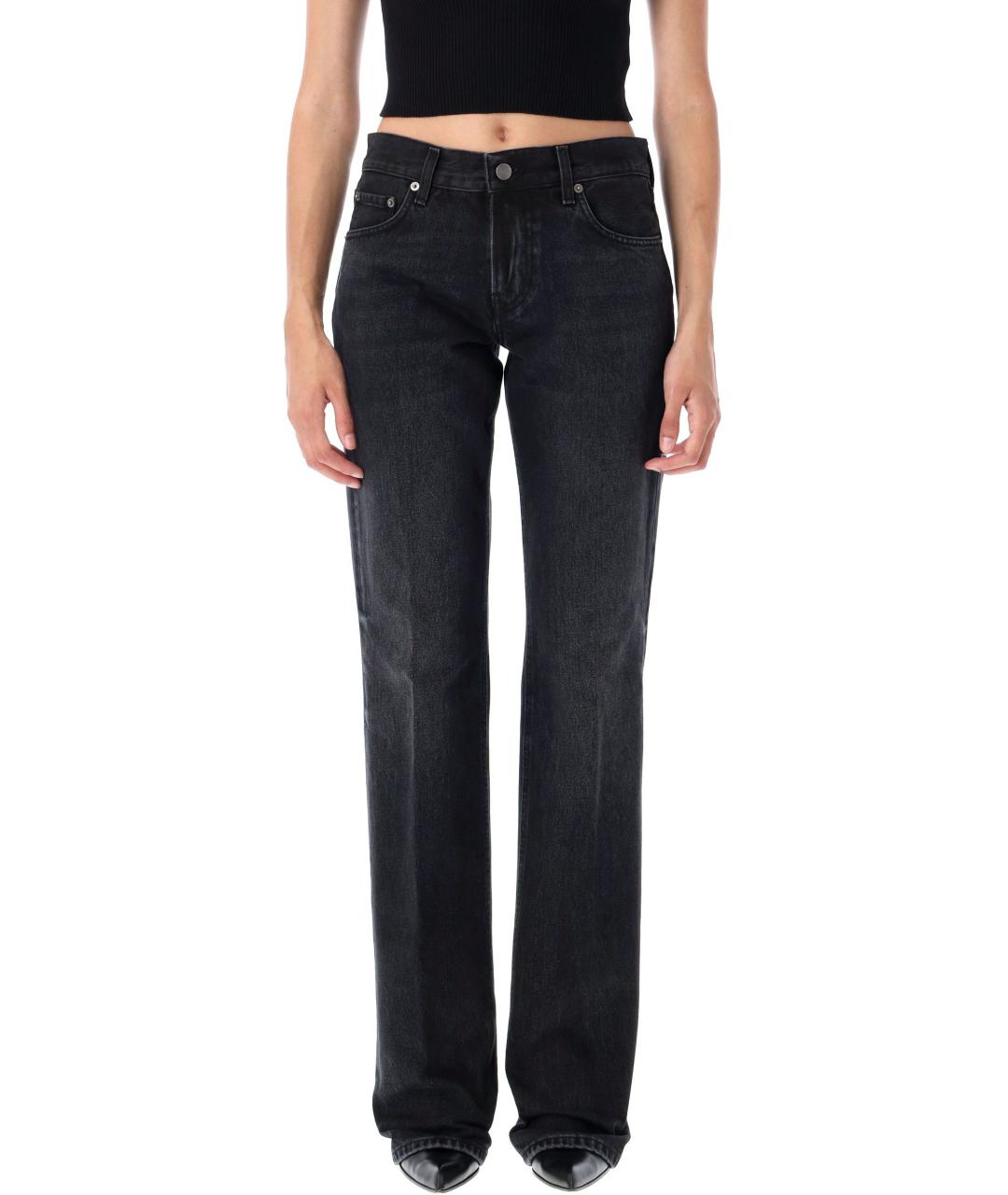 HAIKURE Черные хлопковые прямые джинсы, фото 4