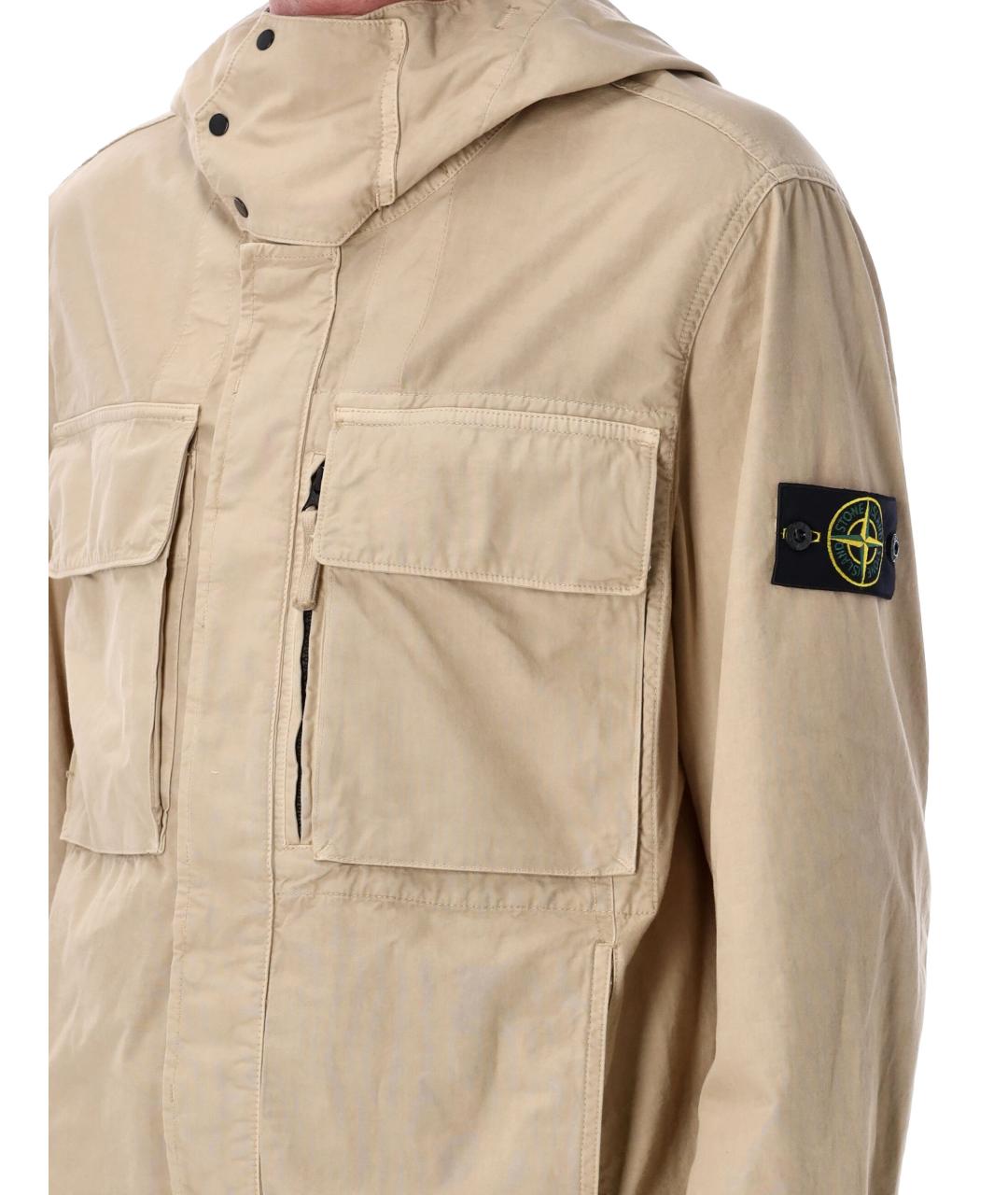 STONE ISLAND Бежевая хлопковая куртка, фото 3