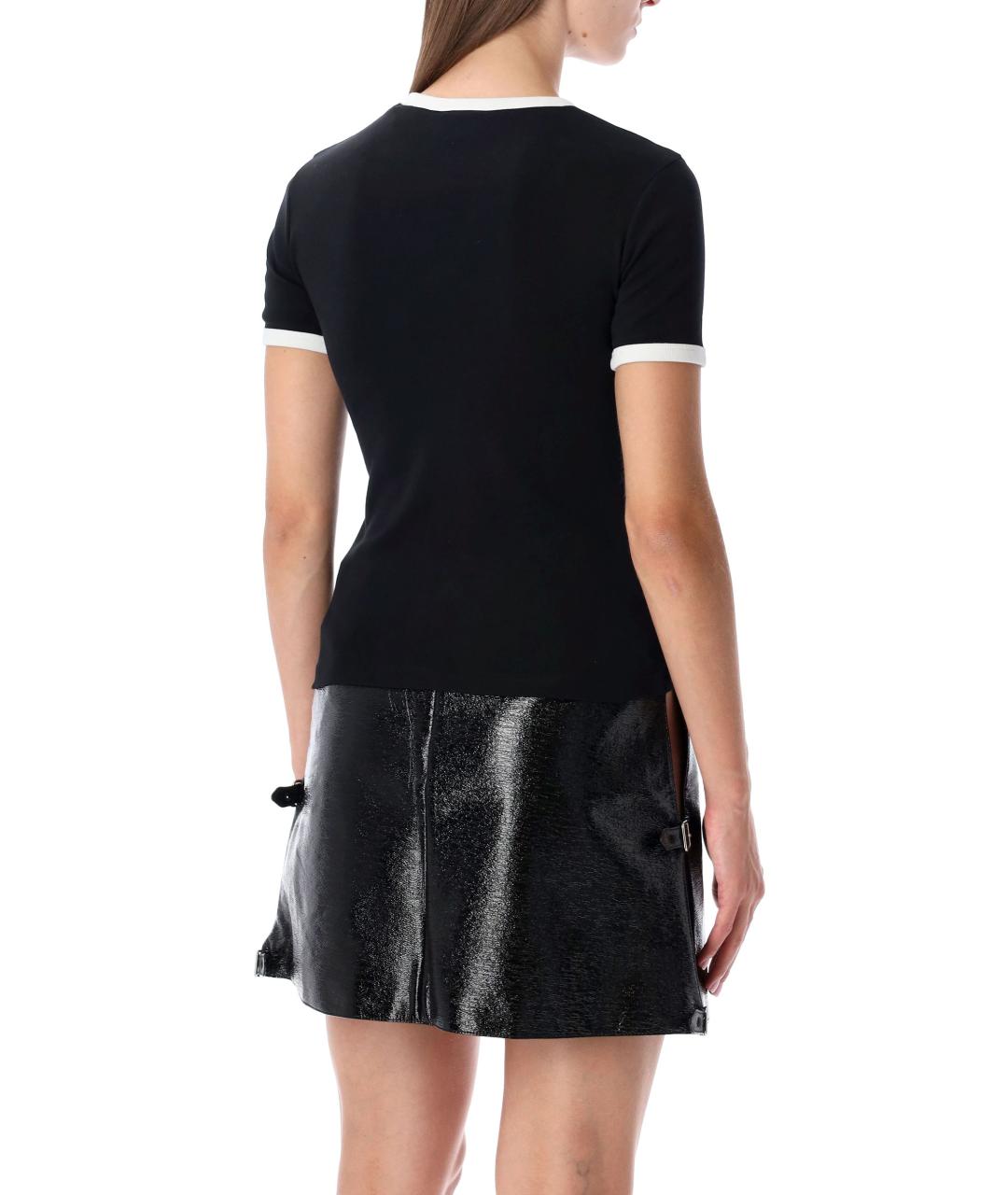 COURREGES Черная хлопковая футболка, фото 3