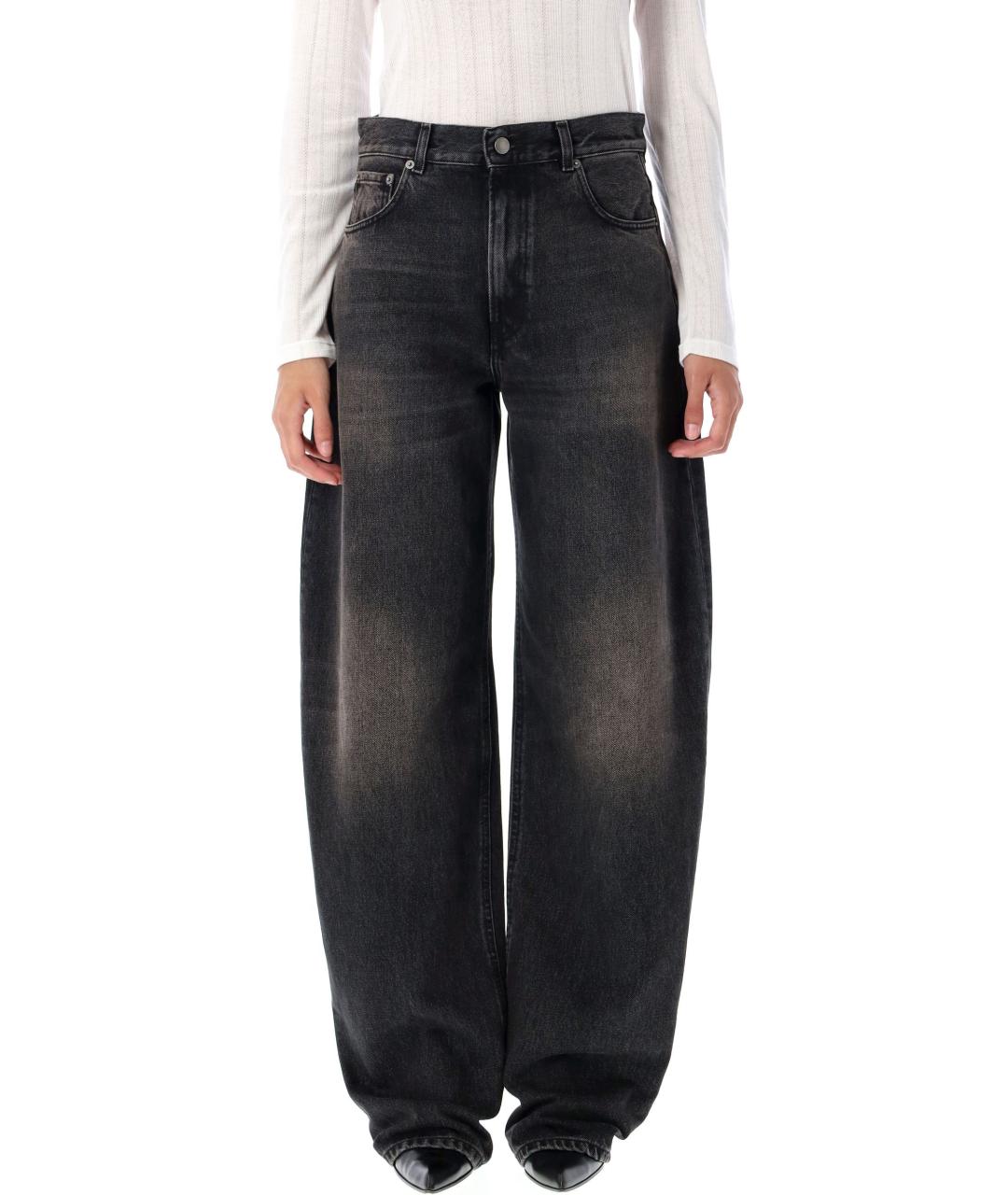 HAIKURE Черные хлопковые прямые джинсы, фото 4