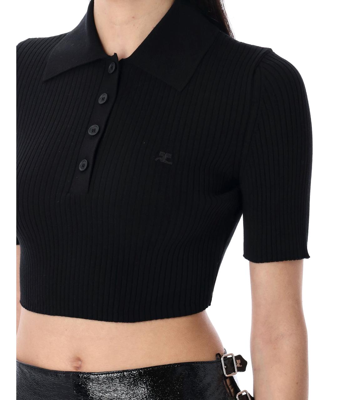 COURREGES Черная вискозная футболка, фото 3