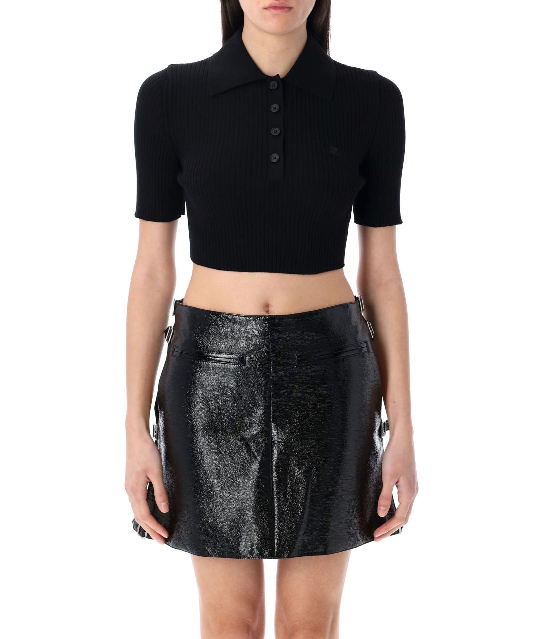 COURREGES Черная вискозная футболка, фото 4