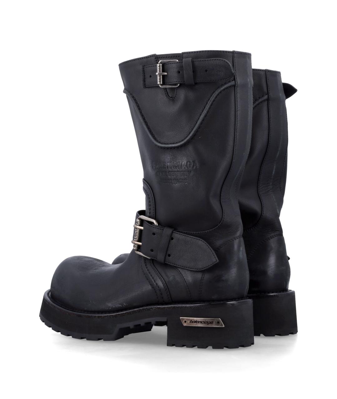 BALENCIAGA Черные кожаные высокие ботинки, фото 3