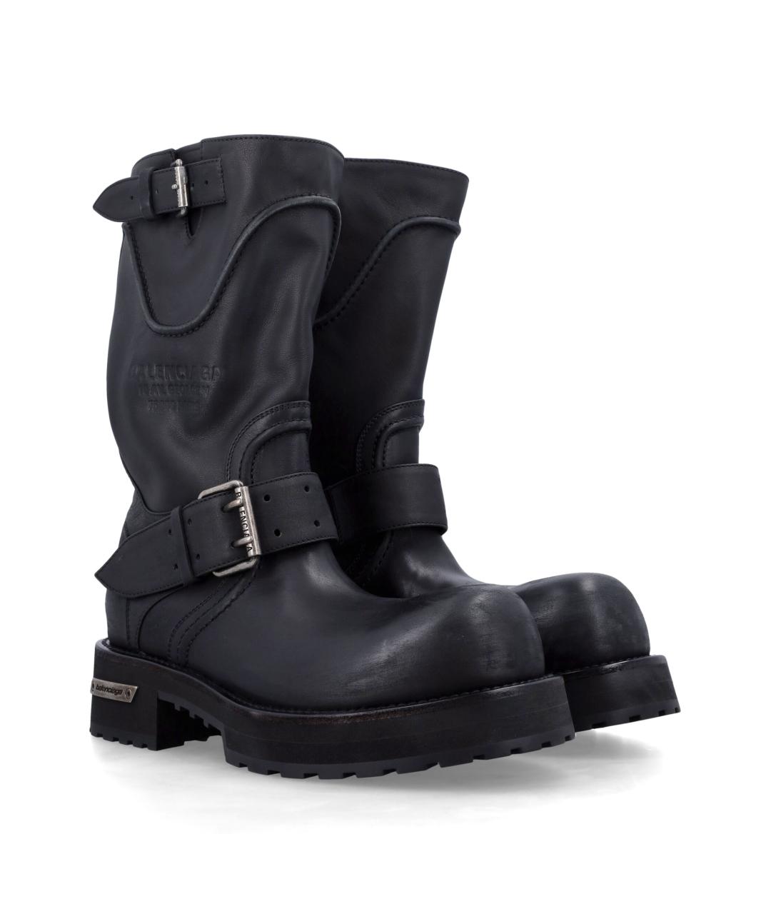 BALENCIAGA Черные кожаные высокие ботинки, фото 2