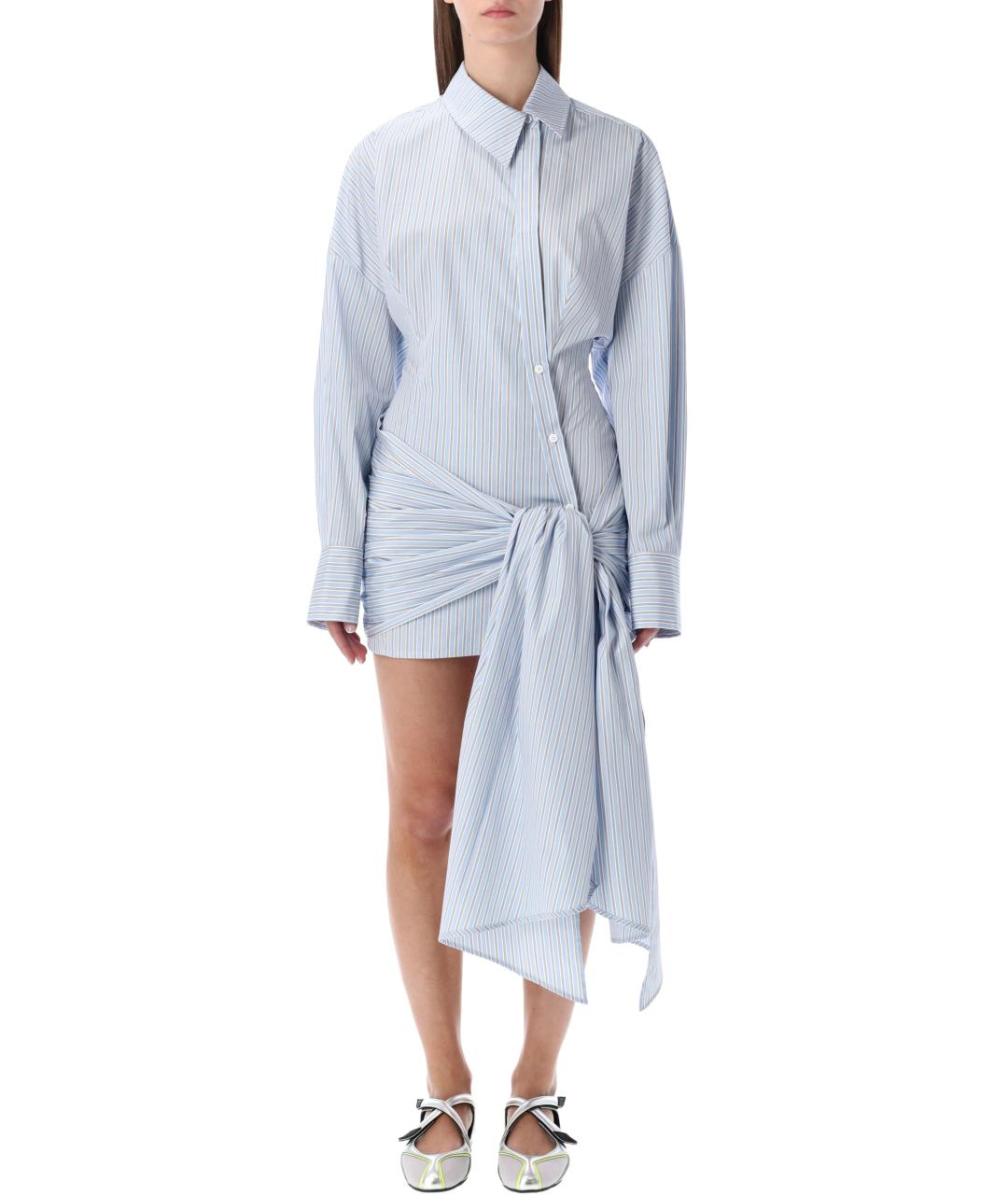THE ATTICO Голубое хлопковое повседневное платье, фото 2