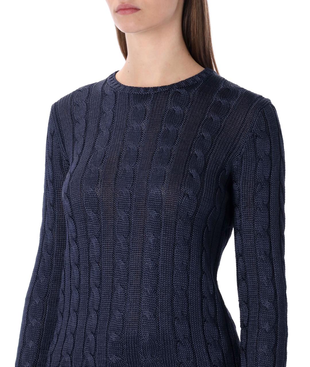 RALPH LAUREN Синий шелковый джемпер / свитер, фото 4