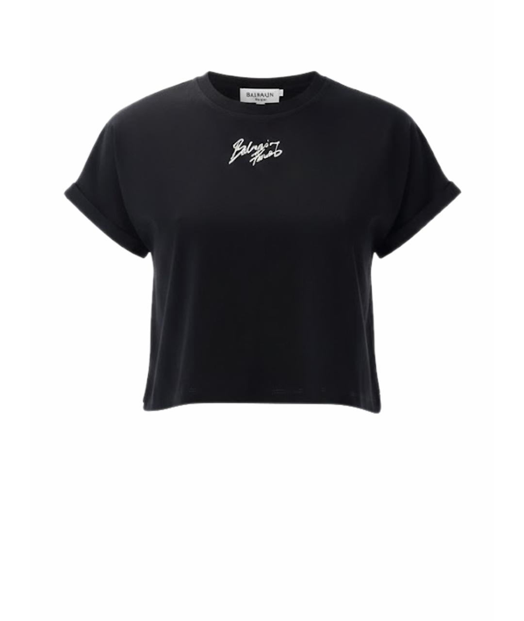 BALMAIN Черная хлопковая футболка, фото 1