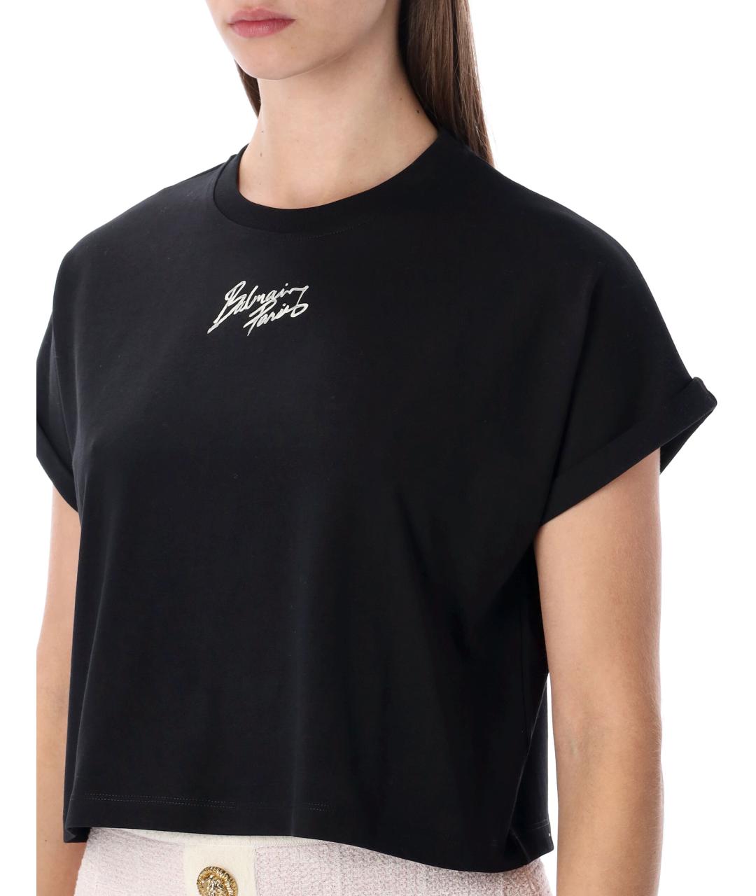 BALMAIN Черная хлопковая футболка, фото 3