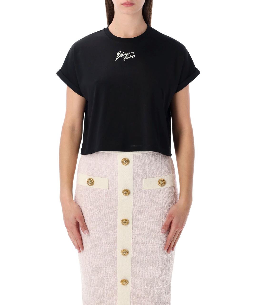 BALMAIN Черная хлопковая футболка, фото 4