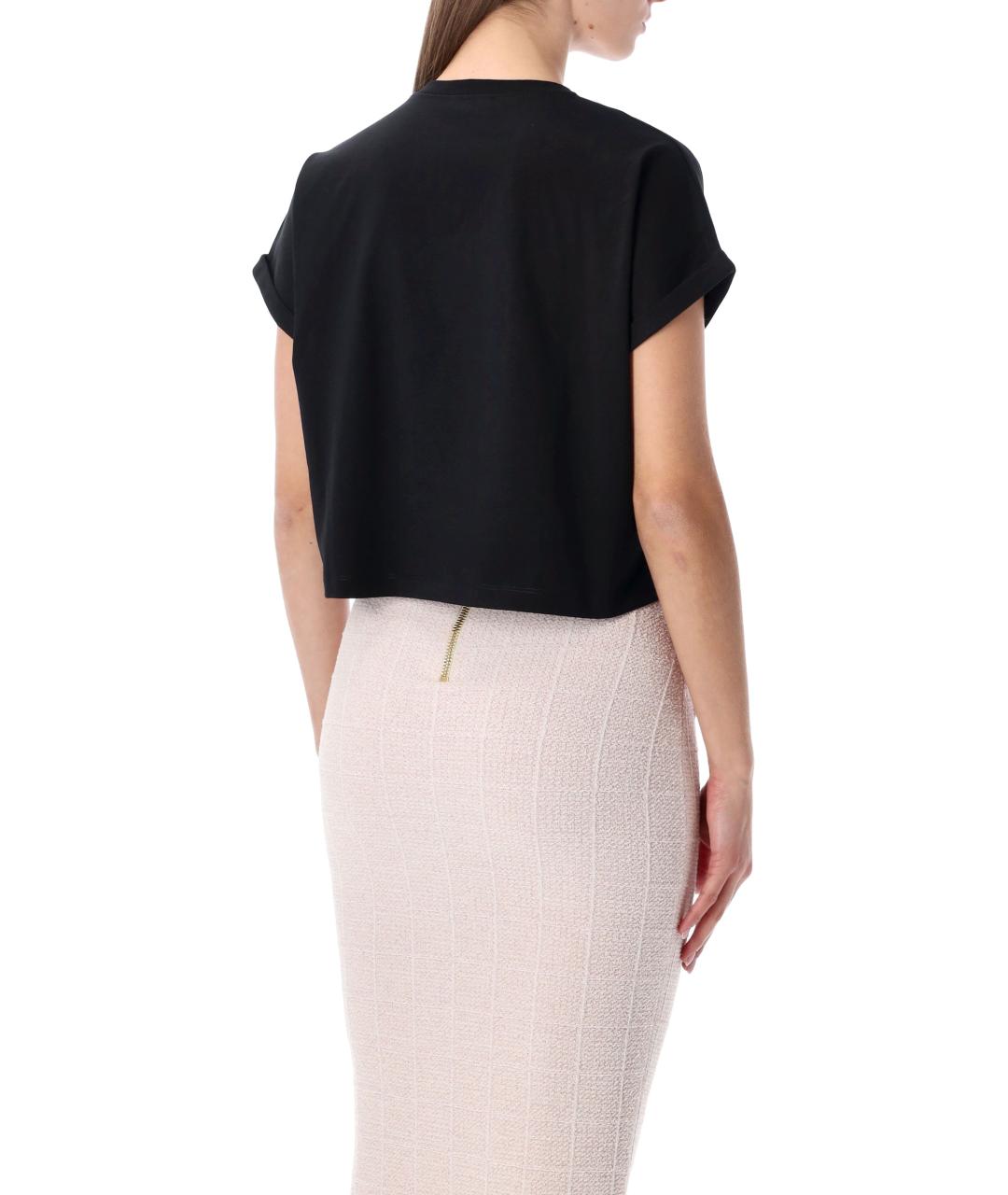 BALMAIN Черная хлопковая футболка, фото 2