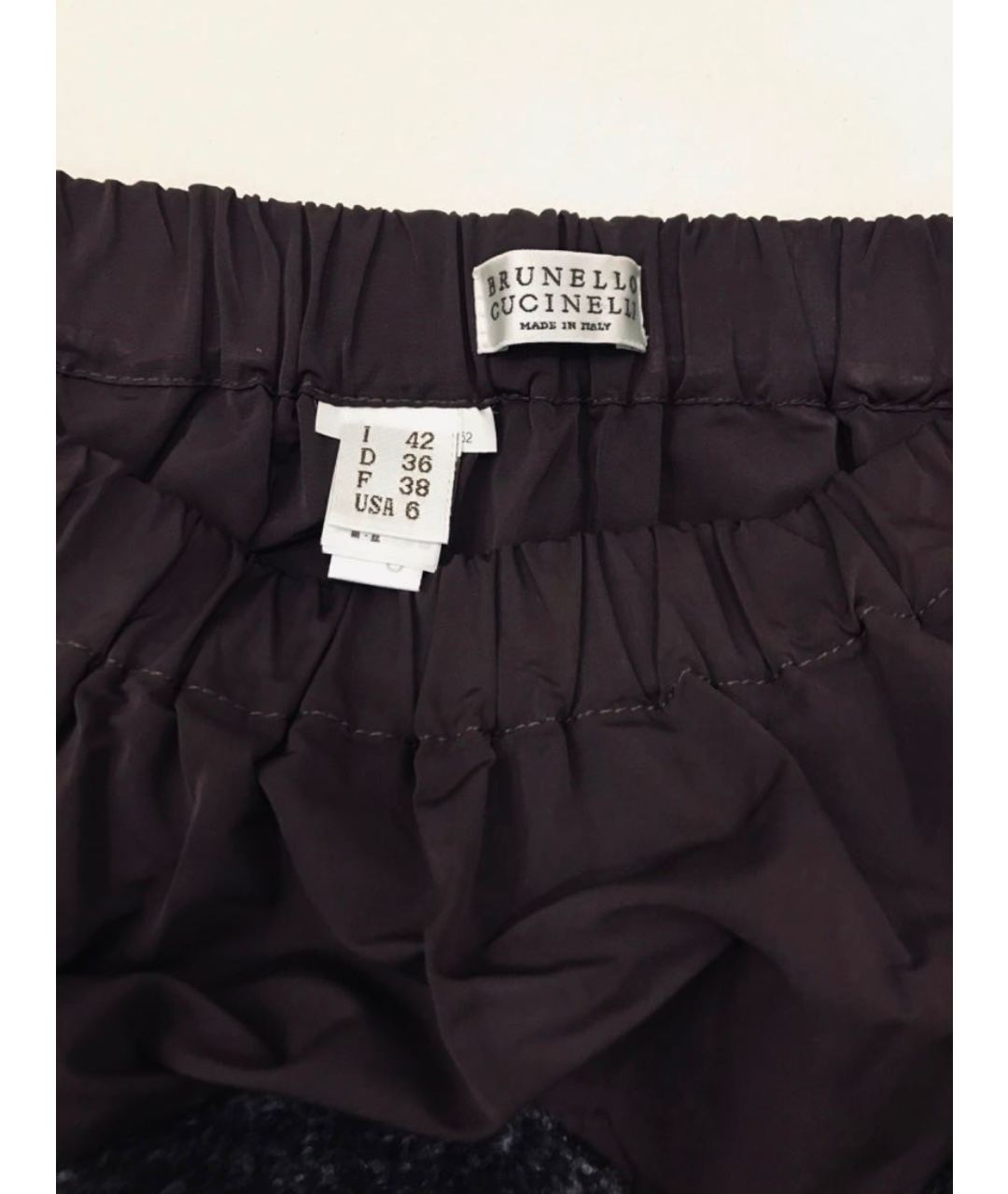 BRUNELLO CUCINELLI Коричневая шелковая юбка мини, фото 5
