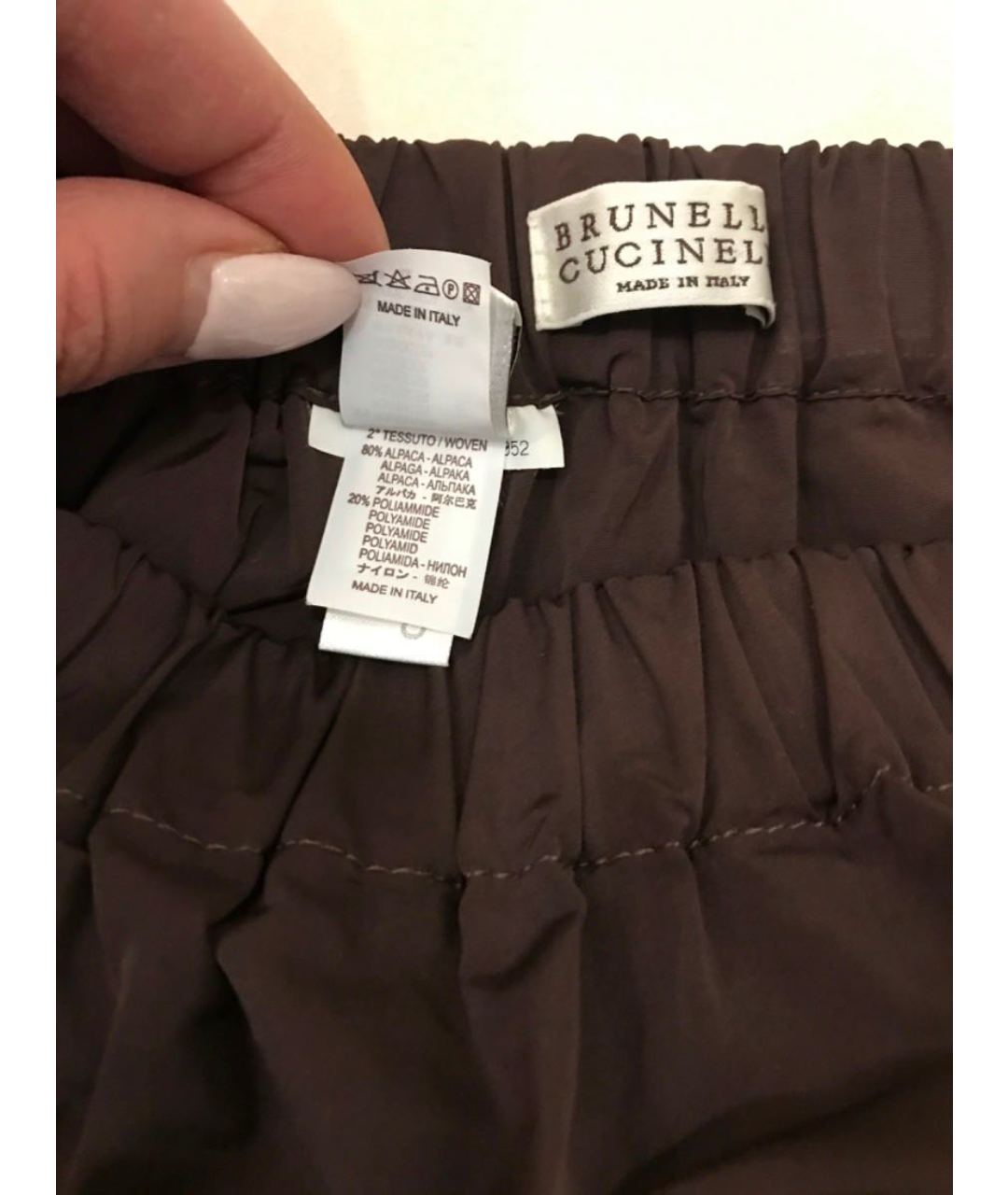 BRUNELLO CUCINELLI Коричневая шелковая юбка мини, фото 7
