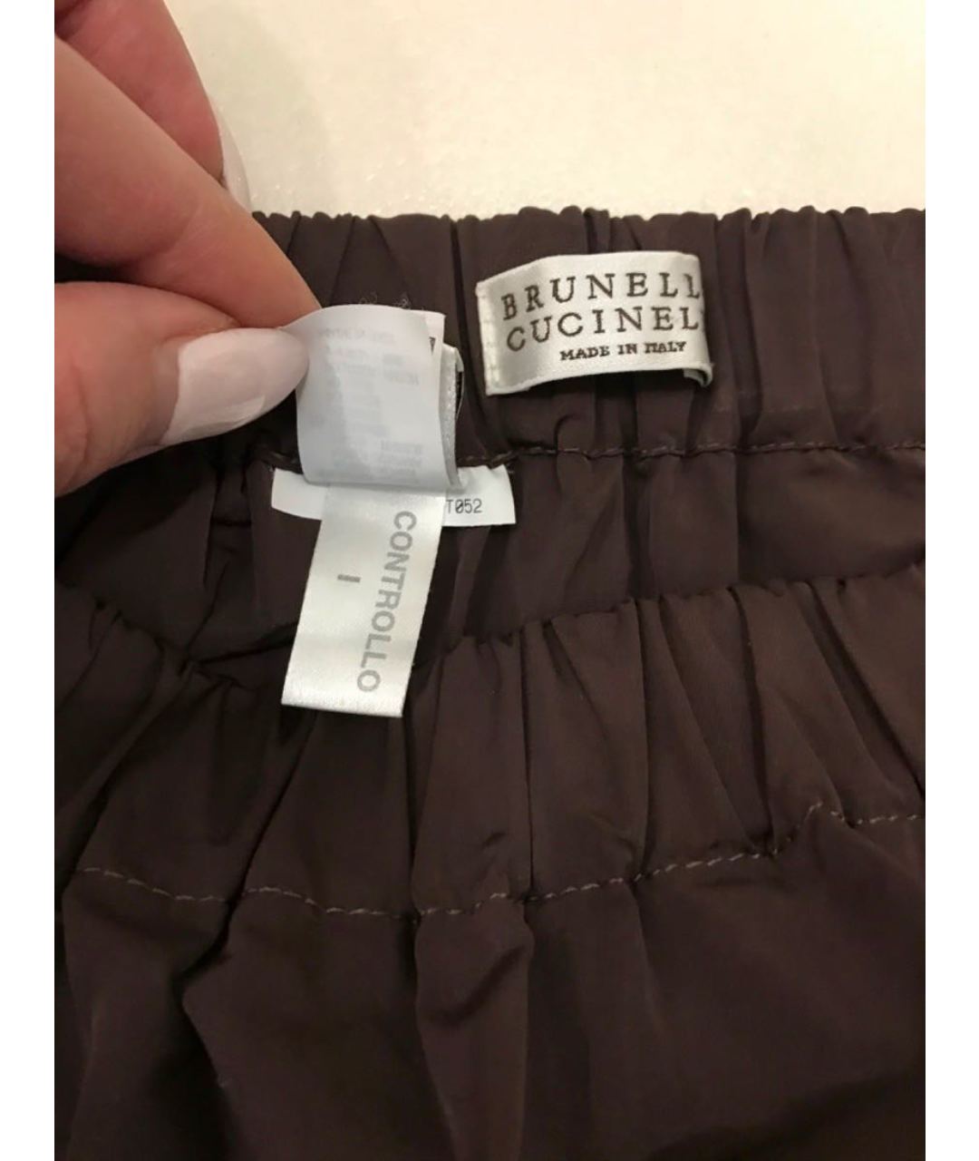 BRUNELLO CUCINELLI Коричневая шелковая юбка мини, фото 8