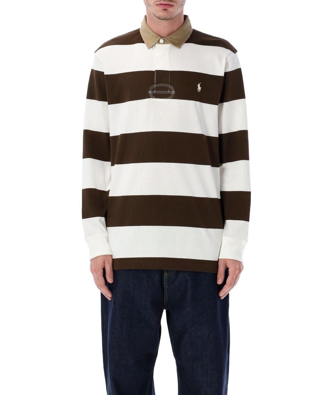 POLO RALPH LAUREN Мульти хлопковое поло с длинным рукавом, фото 4