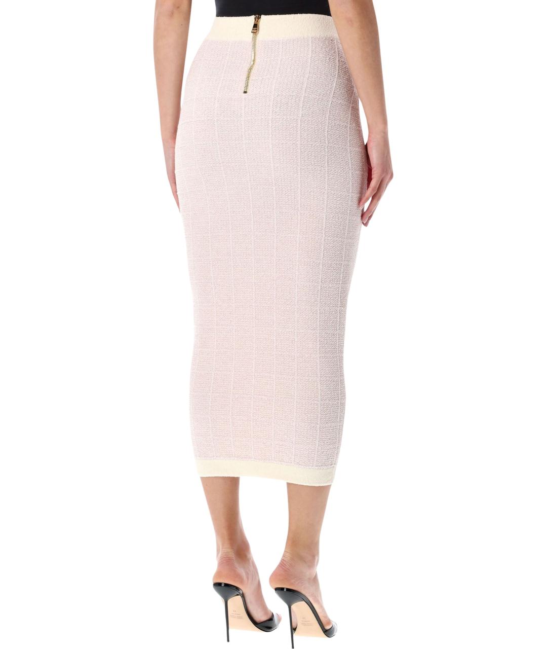 BALMAIN Розовая хлопковая юбка миди, фото 2