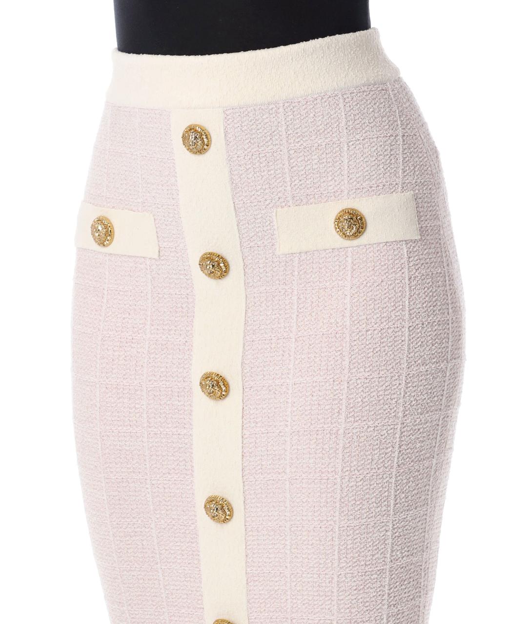 BALMAIN Розовая хлопковая юбка миди, фото 3