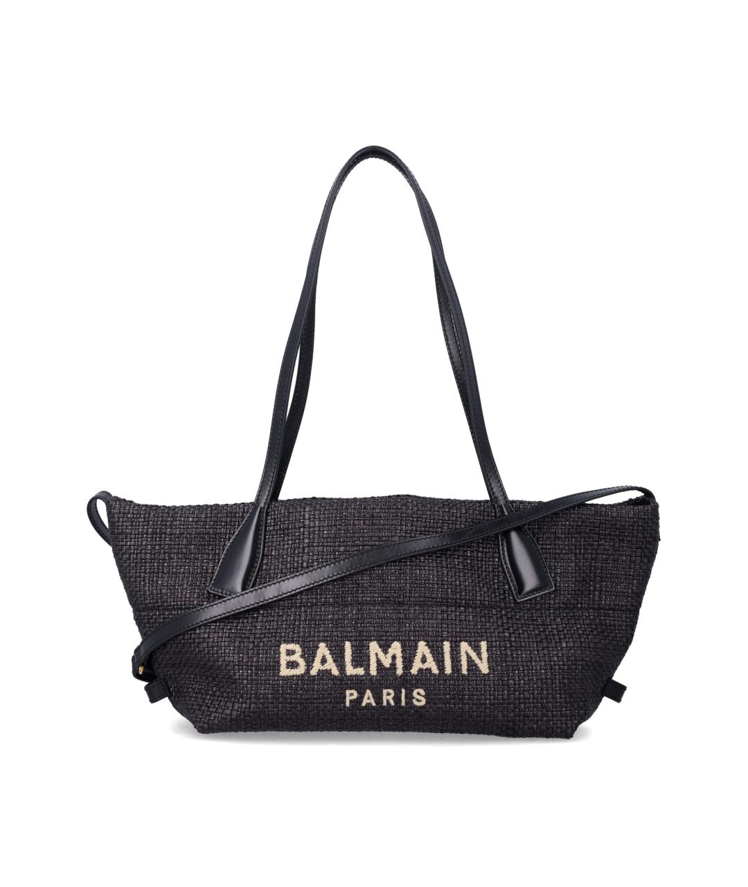 BALMAIN Черная пелетеная сумка тоут, фото 1