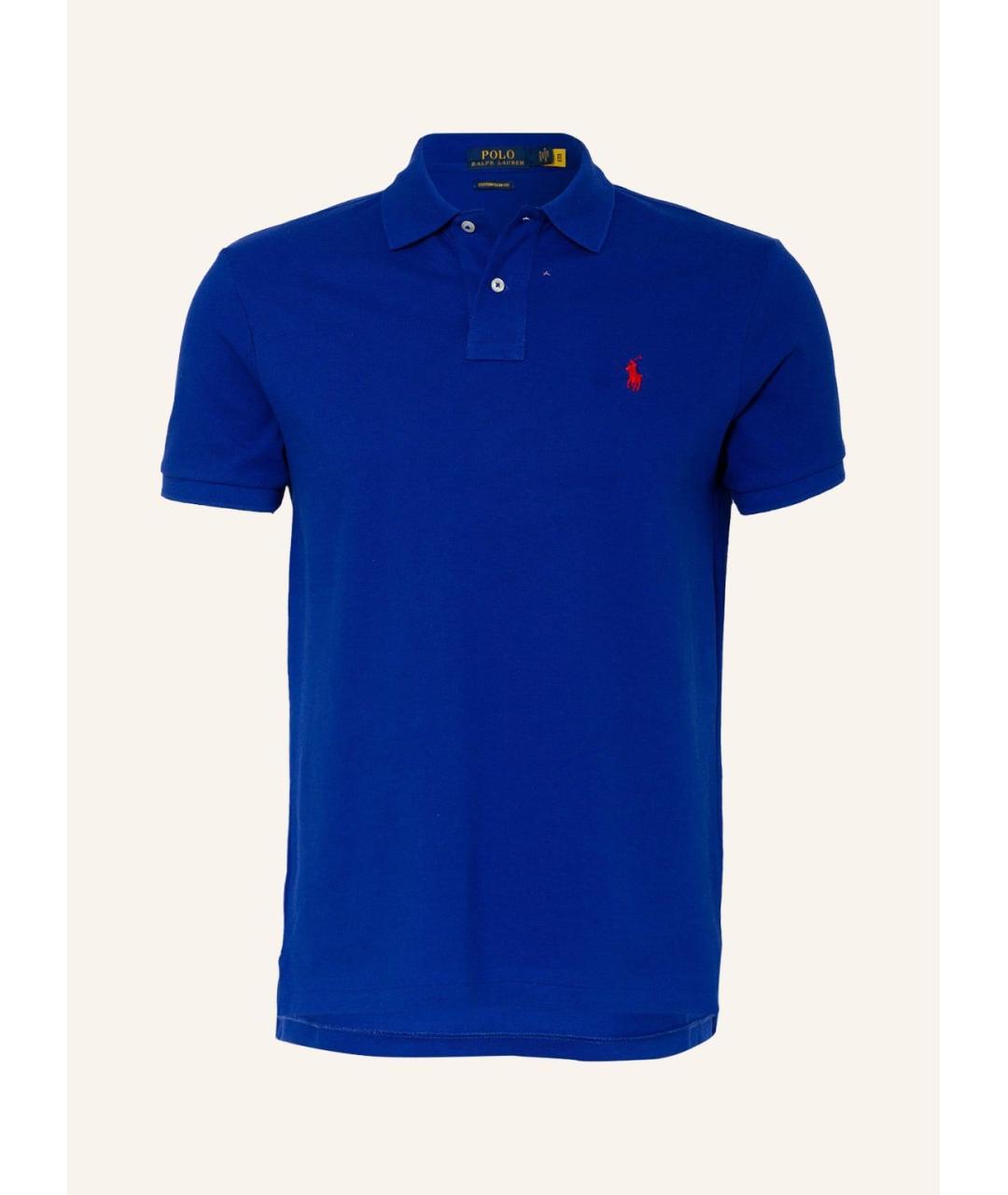 POLO RALPH LAUREN Синее хлопковое поло с коротким рукавом, фото 1