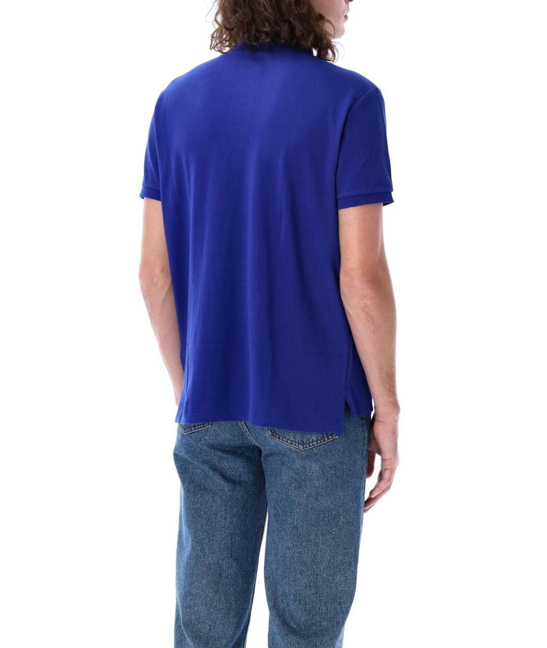 POLO RALPH LAUREN Синее хлопковое поло с коротким рукавом, фото 2