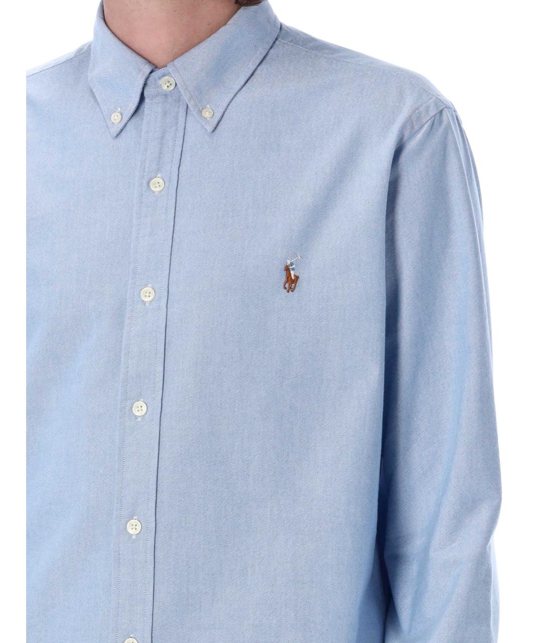 POLO RALPH LAUREN Голубая хлопковая кэжуал рубашка, фото 4