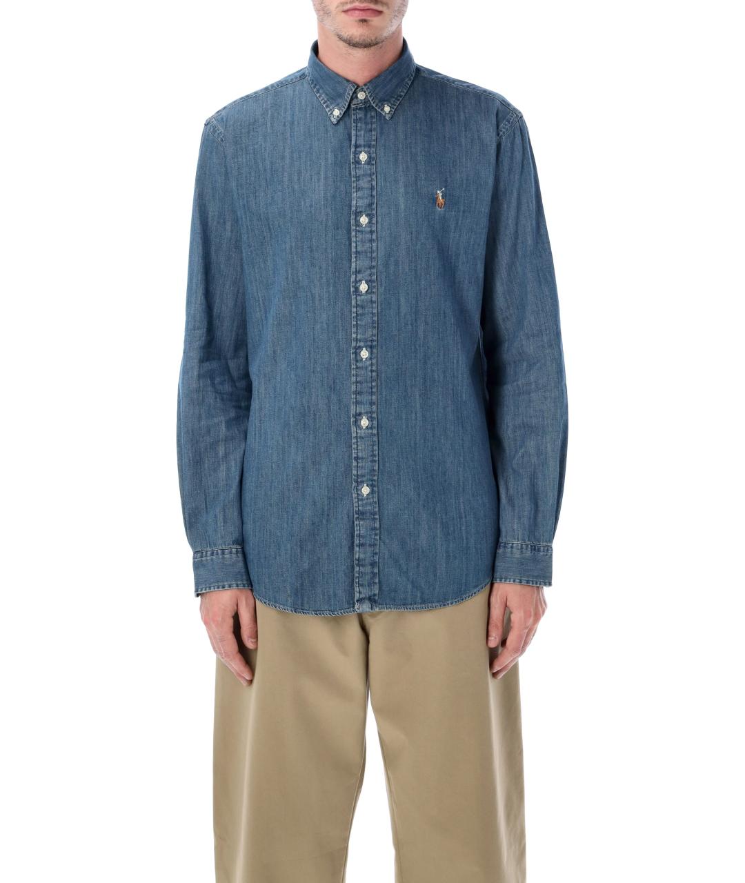 POLO RALPH LAUREN Синяя хлопковая кэжуал рубашка, фото 5