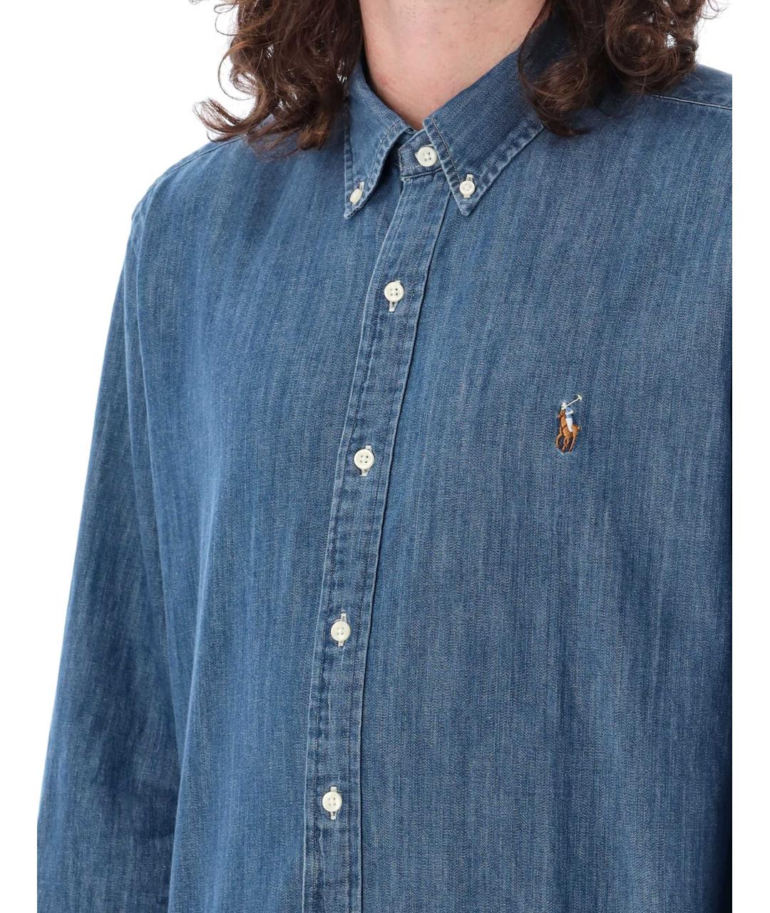 POLO RALPH LAUREN Синяя хлопковая кэжуал рубашка, фото 4
