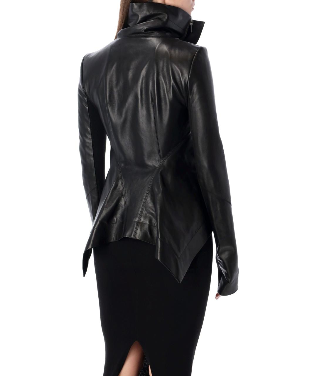 RICK OWENS Черная кожаная куртка, фото 2