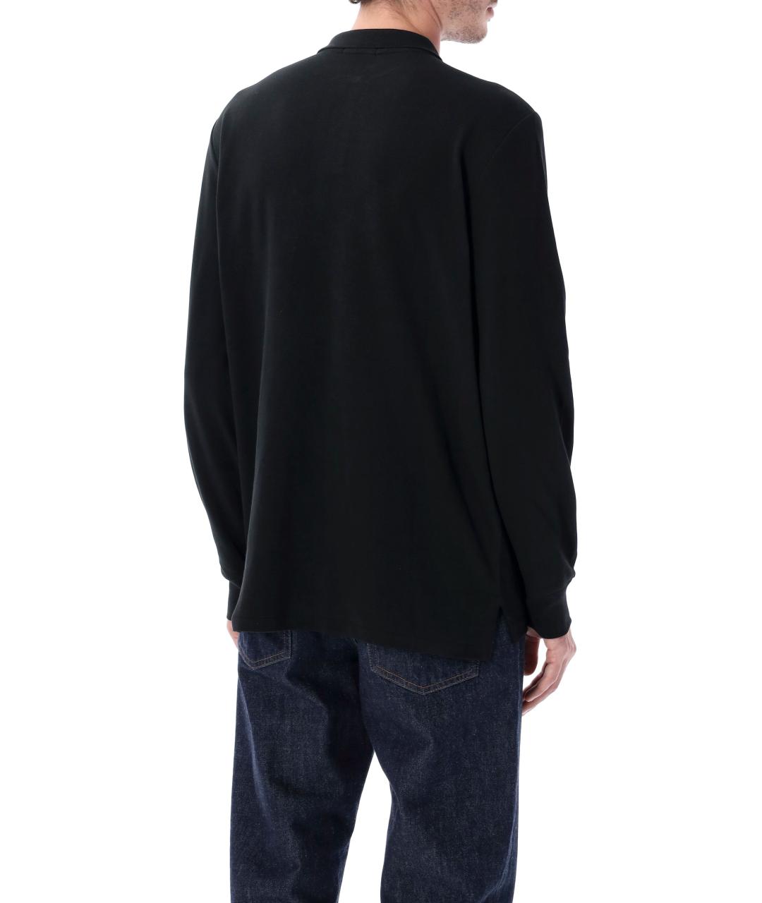 POLO RALPH LAUREN Черное хлопковое поло с длинным рукавом, фото 3