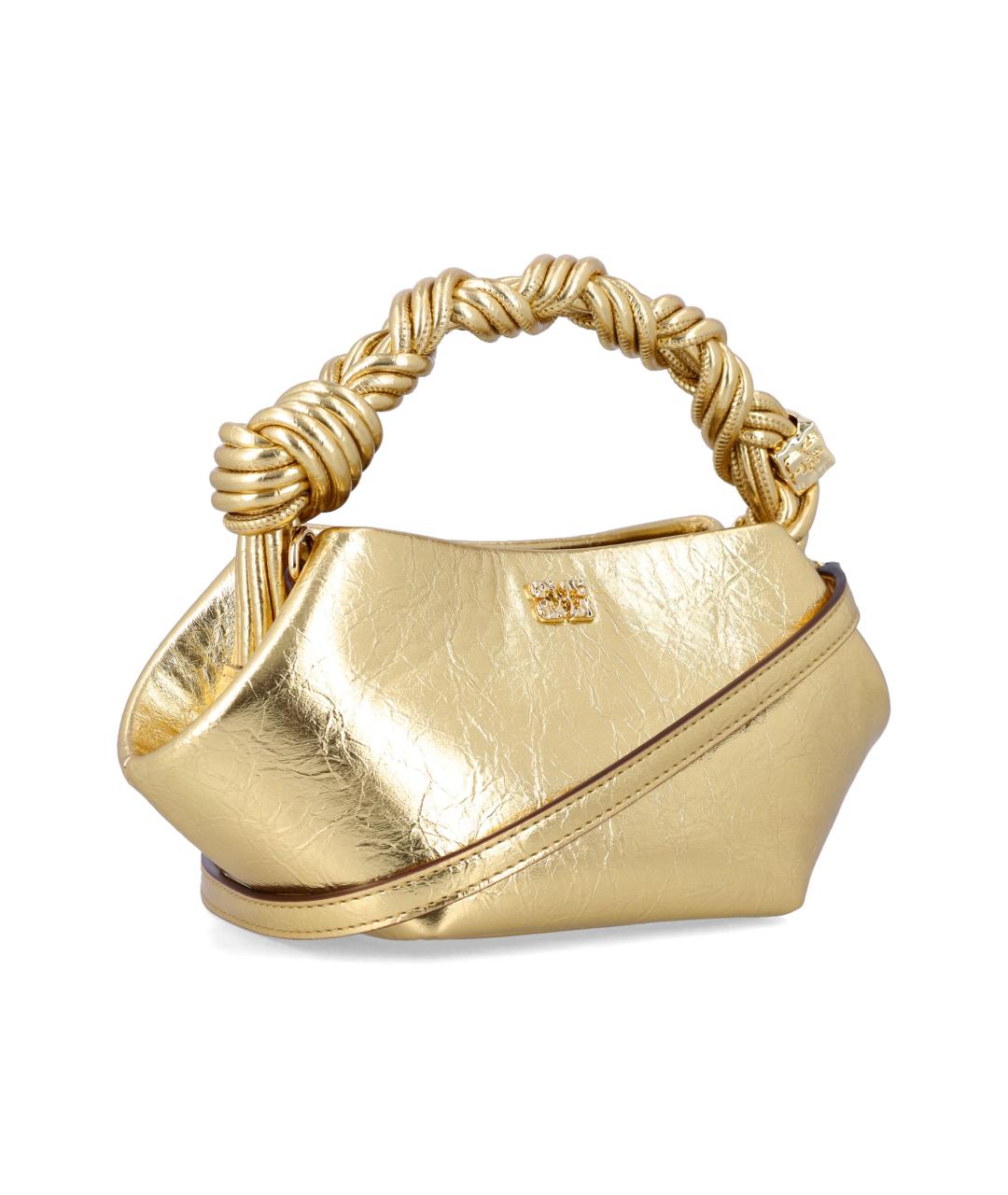 GANNI Золотая сумка с короткими ручками из искусственной кожи, фото 2