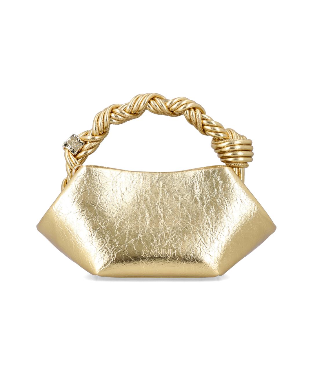 GANNI Золотая сумка с короткими ручками из искусственной кожи, фото 3