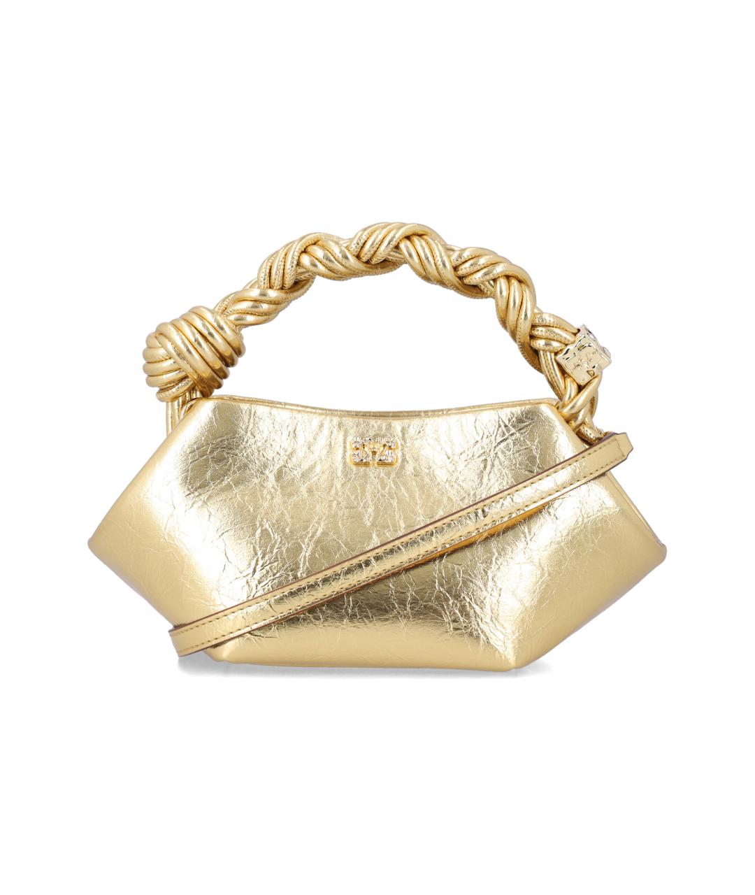 GANNI Золотая сумка с короткими ручками из искусственной кожи, фото 1