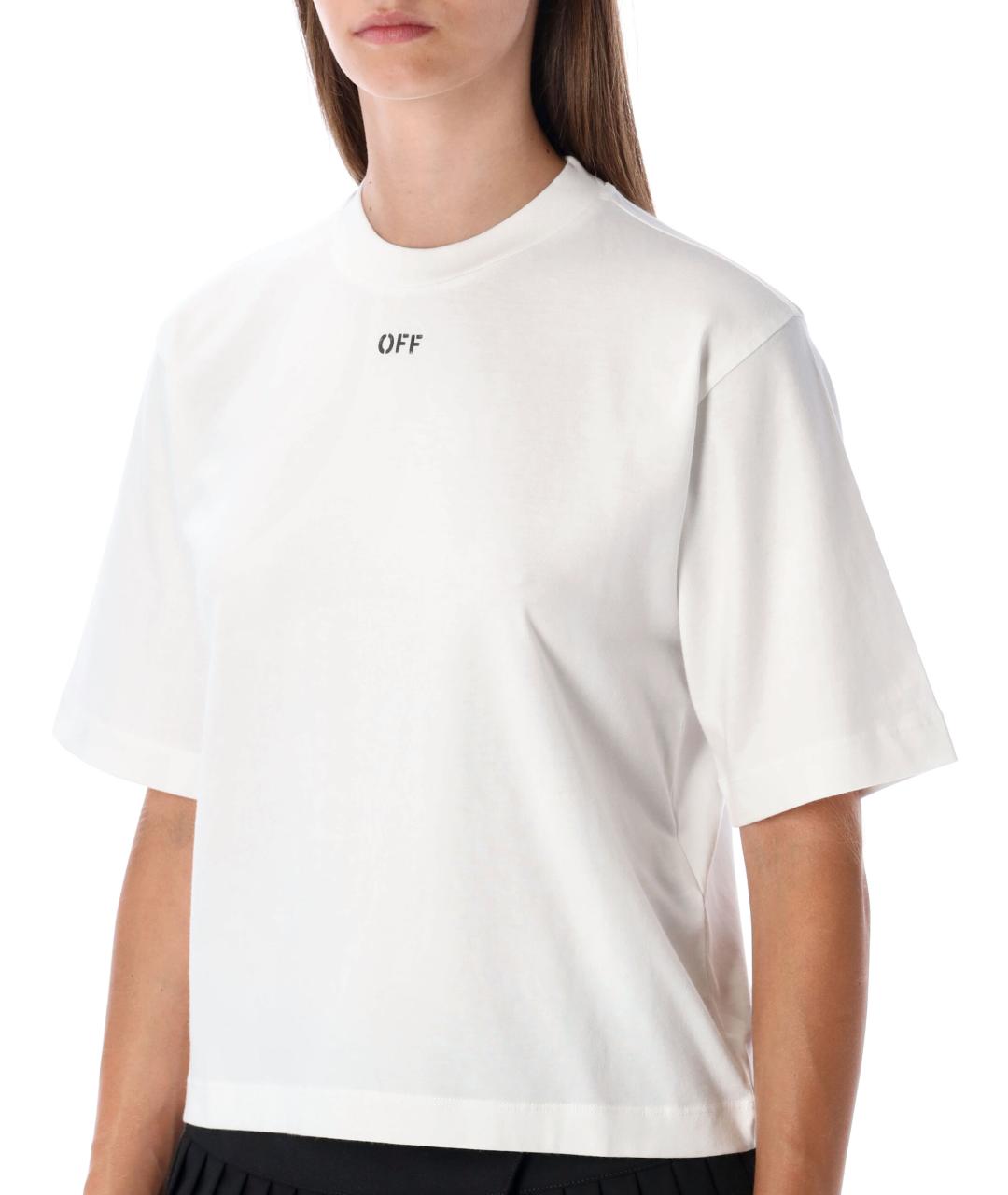 OFF-WHITE Белая хлопковая футболка, фото 4
