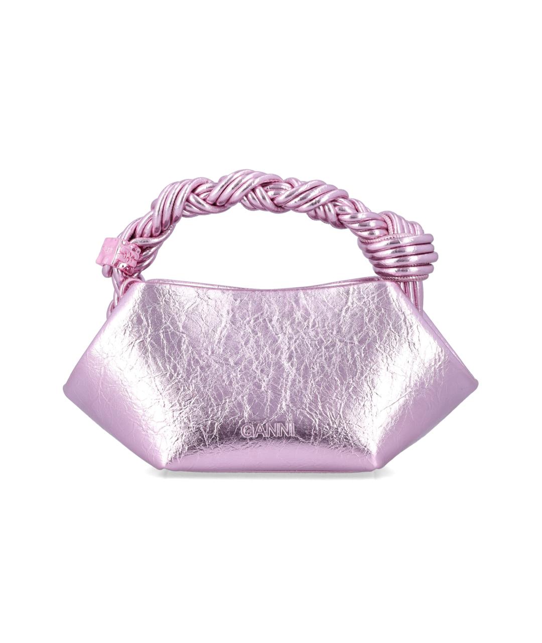 GANNI Розовая сумка с короткими ручками из искусственной кожи, фото 3