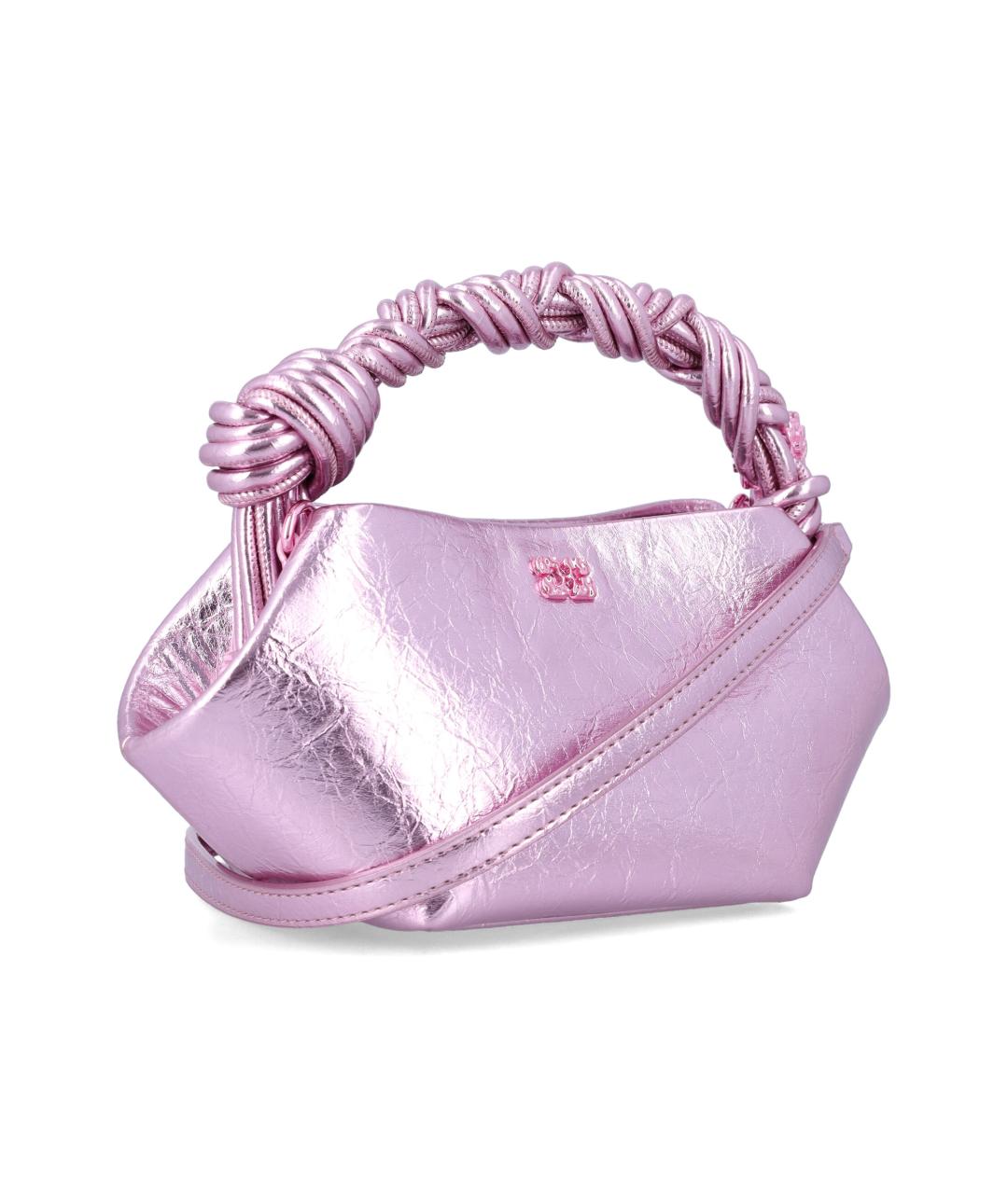 GANNI Розовая сумка с короткими ручками из искусственной кожи, фото 2