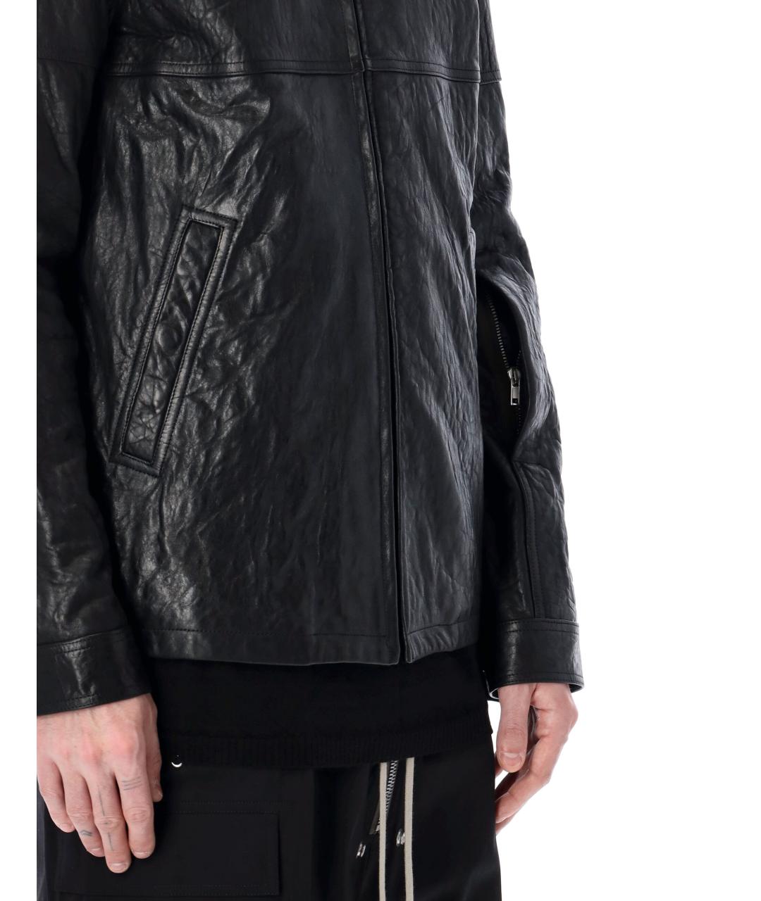 RICK OWENS Черная кожаная куртка, фото 3
