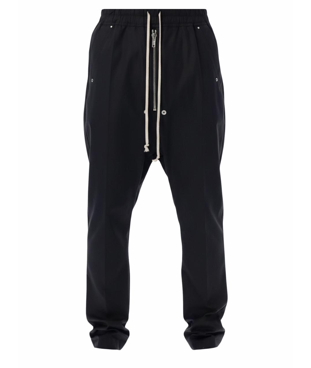 RICK OWENS Черные хлопковые повседневные брюки, фото 1