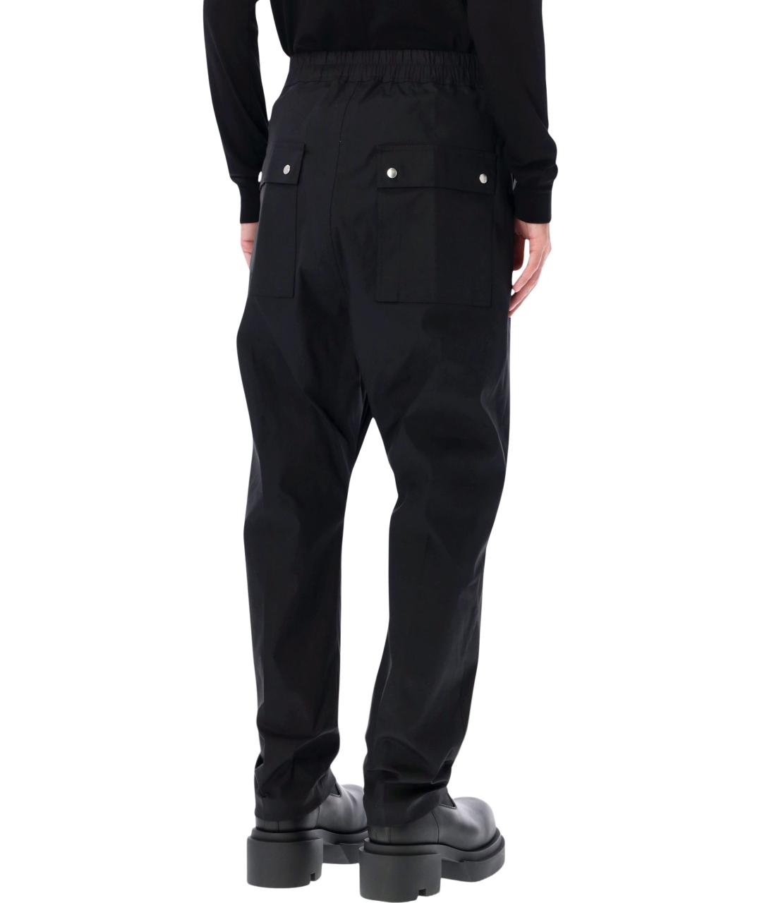 RICK OWENS Черные хлопковые повседневные брюки, фото 2