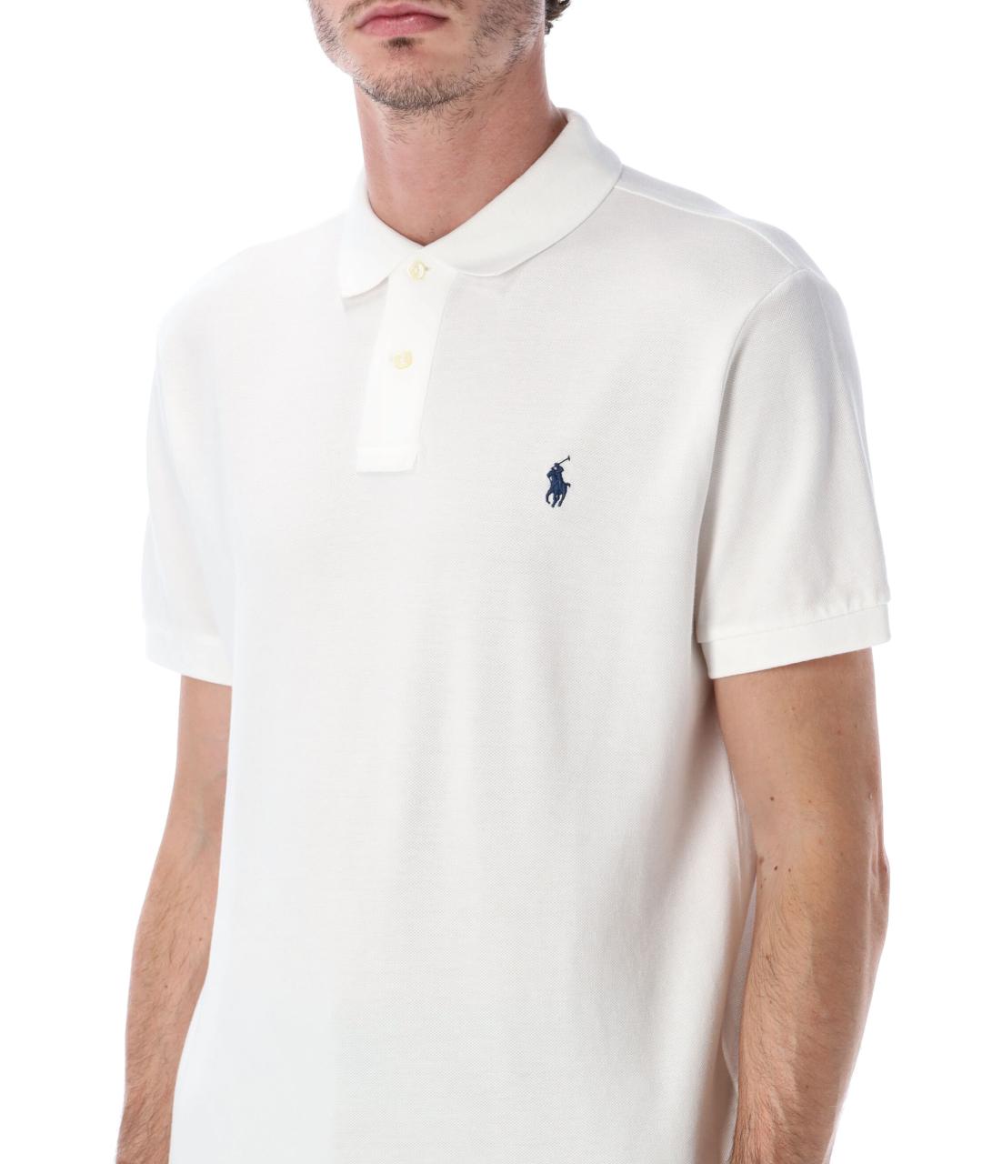 POLO RALPH LAUREN Белое хлопковое поло с коротким рукавом, фото 4