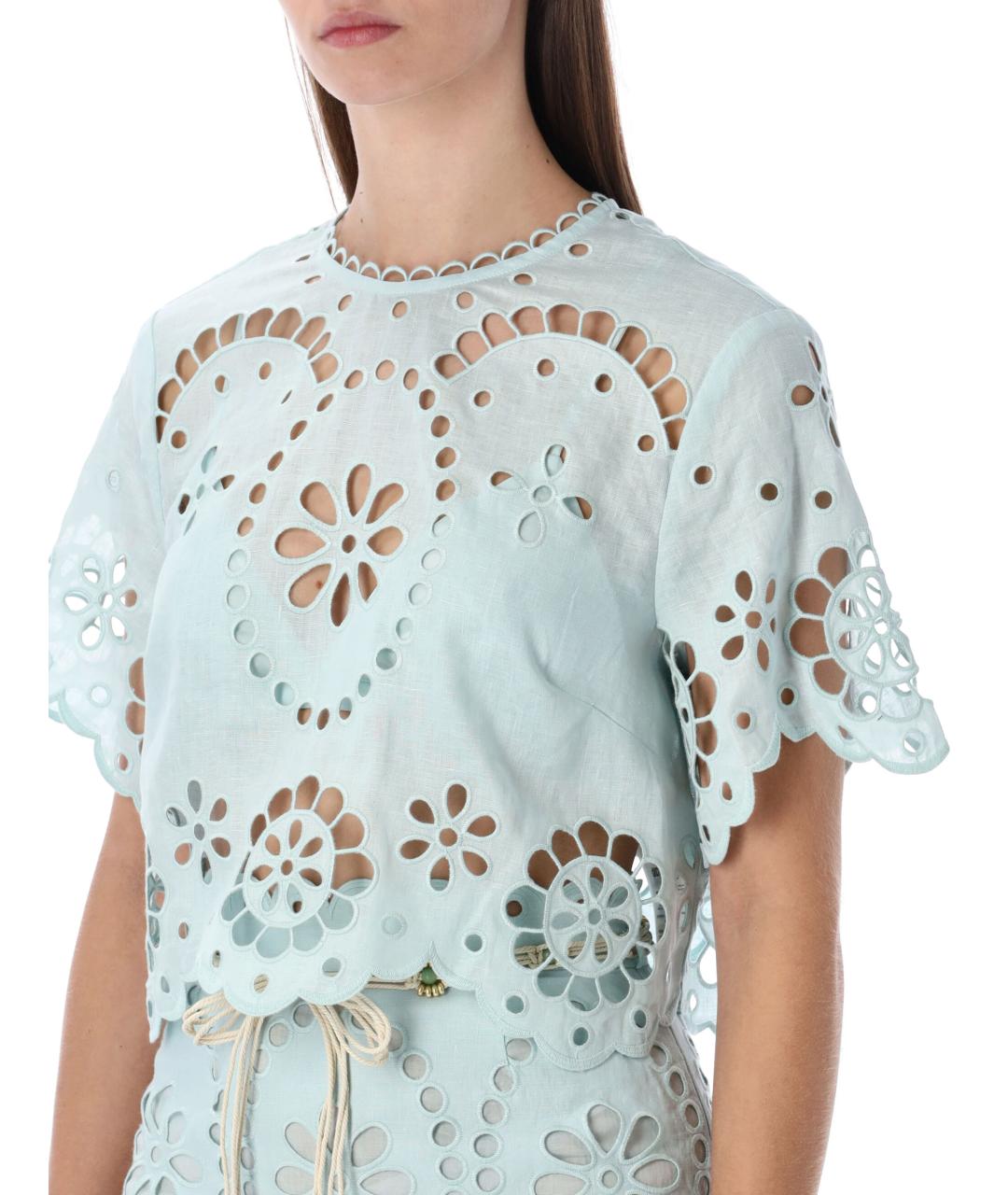 ZIMMERMANN Голубая льняная футболка, фото 4