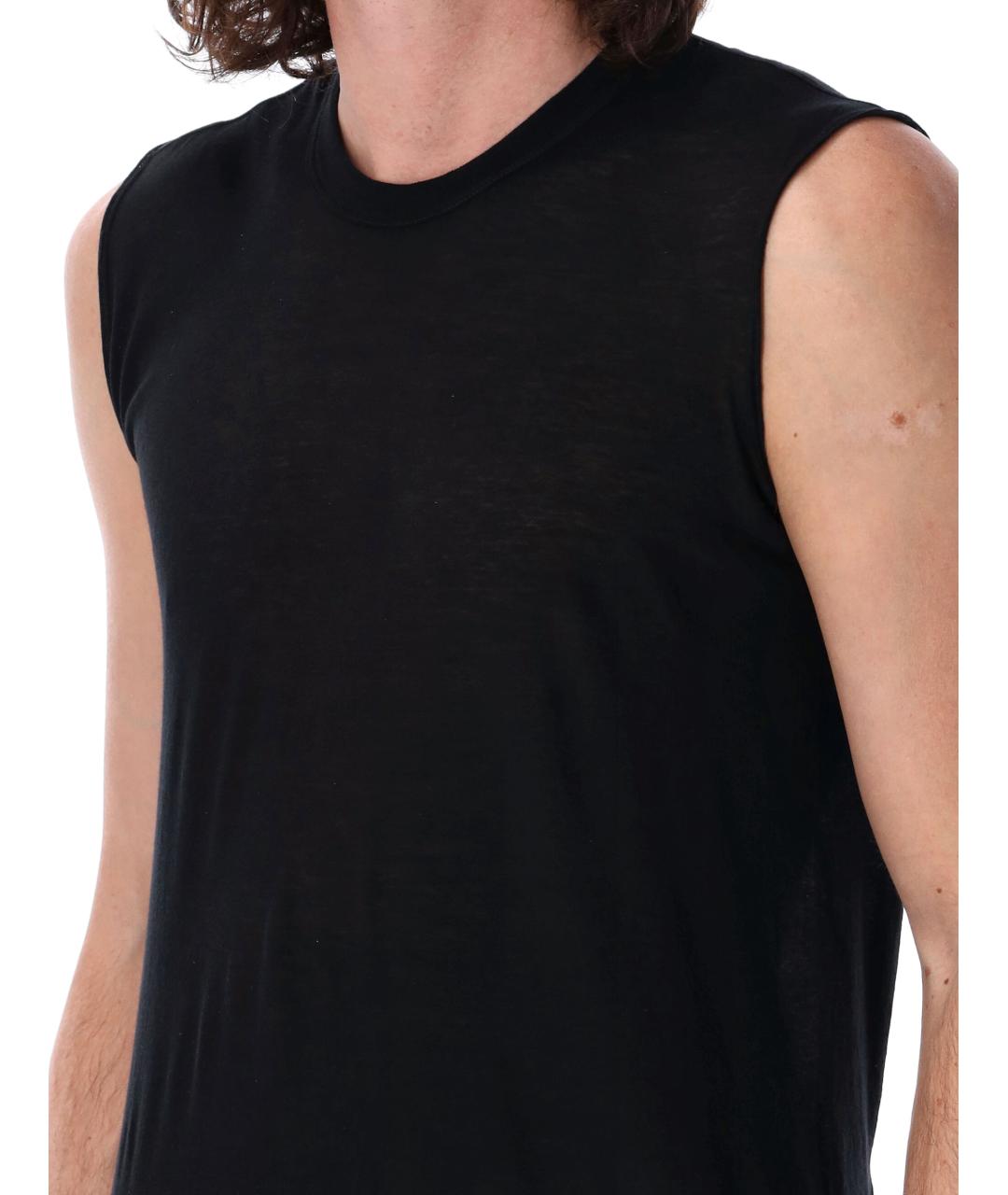 RICK OWENS Черная хлопковая майка, фото 4