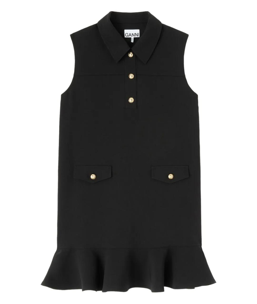 GANNI Черное полиэстеровое платье, фото 1