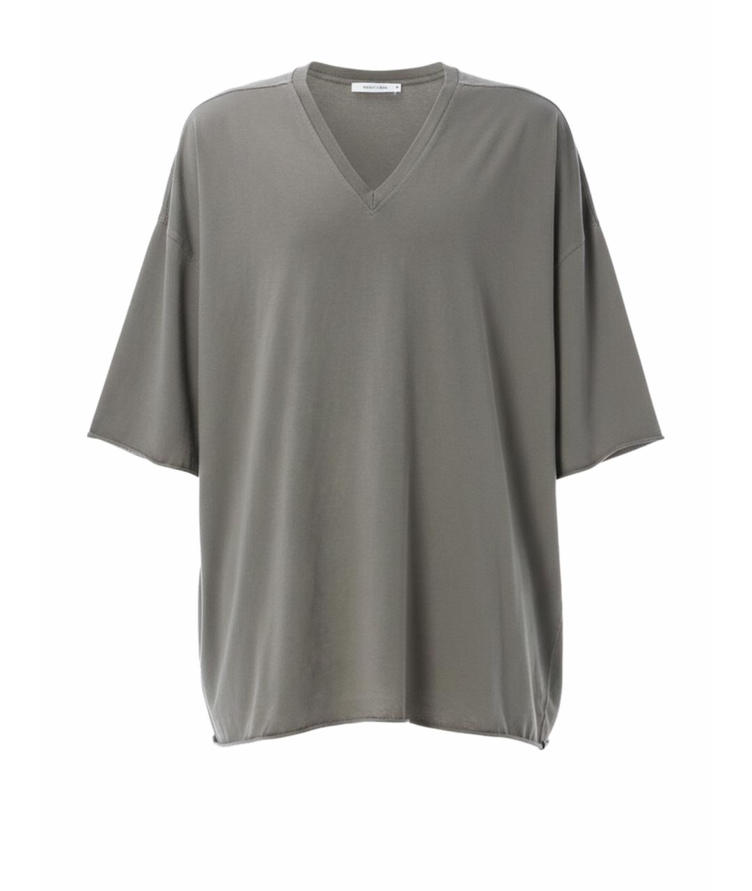 RICK OWENS Серая хлопковая футболка, фото 1