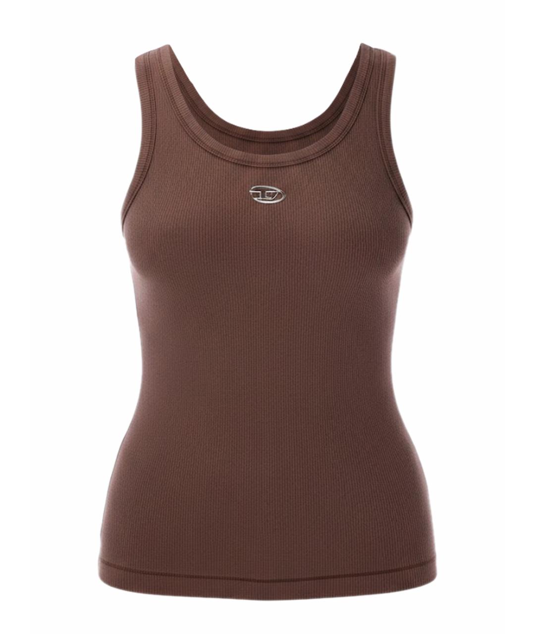 DIESEL Коричневая хлопковая майка, фото 1