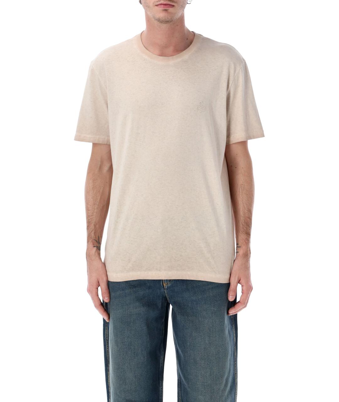 ISABEL MARANT Бежевая хлопковая футболка, фото 4